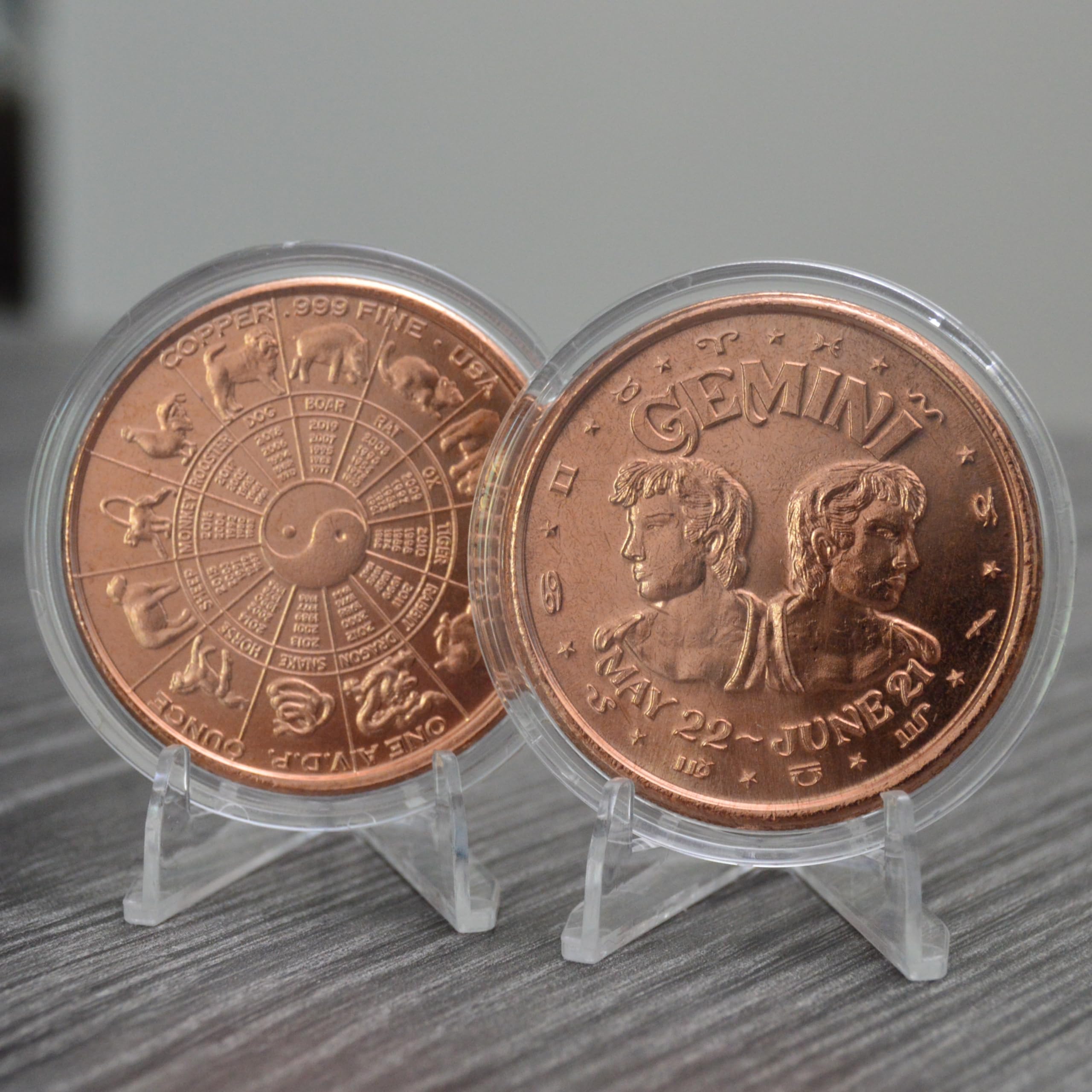 Amazon.com: Gemini Twins Token: 1 oz Pure Copper Challenge Coin in